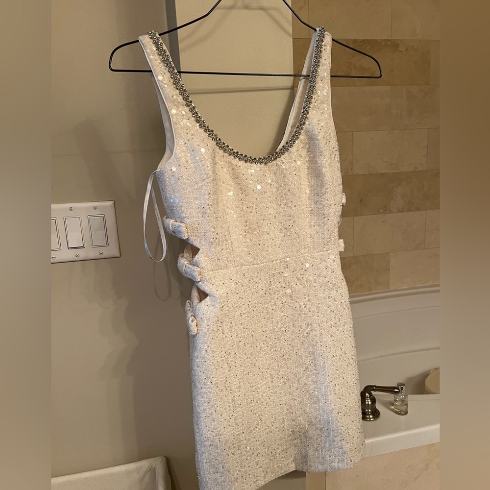 Self portrait cut out boucle mini dress